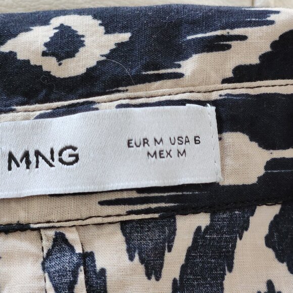 MNG Mango Fit and Flare Dress, Long Sleeve, Black and Beige Mini dress, cotton - Picture 7 of 7